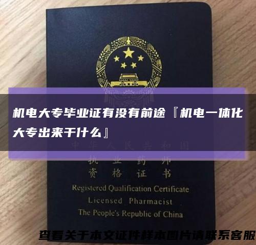 机电大专毕业证有没有前途『机电一体化大专出来干什么』缩略图