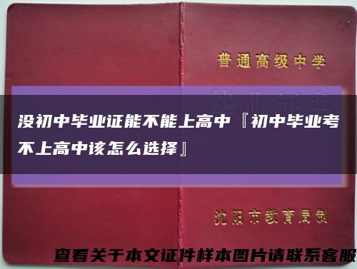 没初中毕业证能不能上高中『初中毕业考不上高中该怎么选择』缩略图