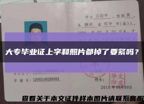 大专毕业证上字和照片都掉了要紧吗？缩略图