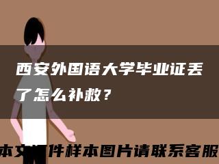 西安外国语大学毕业证丢了怎么补救？缩略图