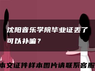 沈阳音乐学院毕业证丢了可以补嘛？缩略图
