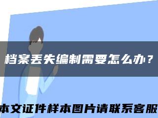 档案丢失编制需要怎么办？缩略图