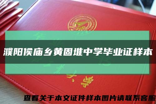 濮阳侯庙乡黄固堆中学毕业证样本缩略图