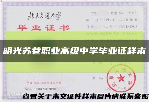 明光苏巷职业高级中学毕业证样本缩略图