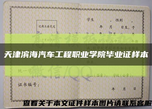 天津滨海汽车工程职业学院毕业证样本缩略图