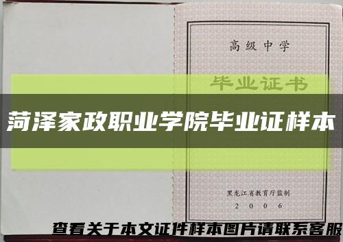 菏泽家政职业学院毕业证样本缩略图