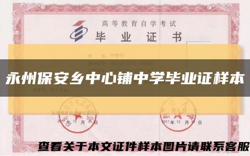 永州保安乡中心铺中学毕业证样本缩略图