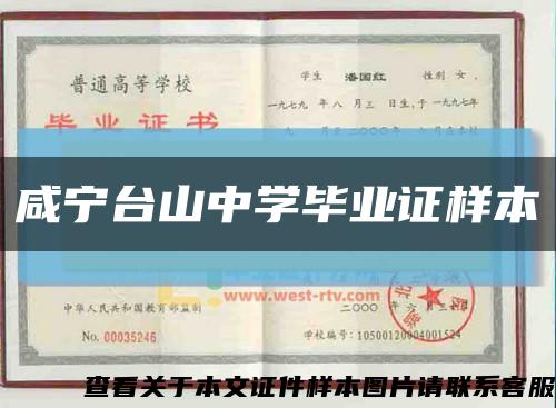 咸宁台山中学毕业证样本缩略图