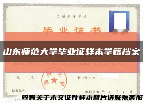 山东师范大学毕业证样本学籍档案缩略图