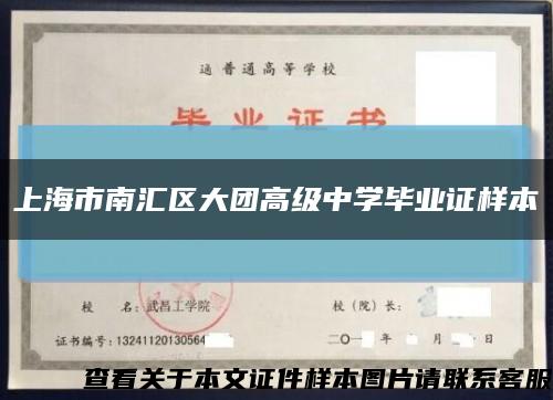 上海市南汇区大团高级中学毕业证样本缩略图