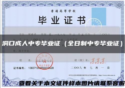 洞口成人中专毕业证（全日制中专毕业证）缩略图