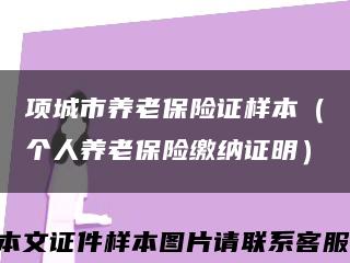 项城市养老保险证样本（个人养老保险缴纳证明）缩略图