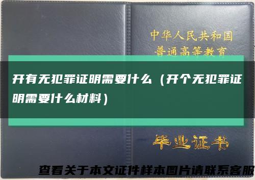 开有无犯罪证明需要什么（开个无犯罪证明需要什么材料）缩略图