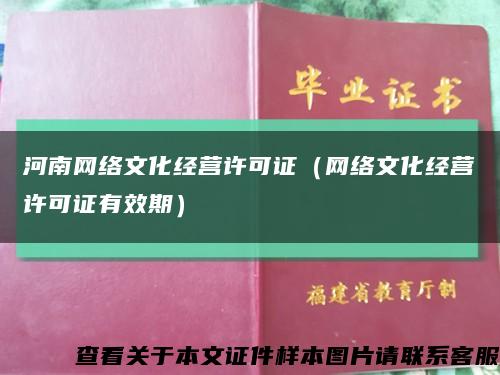 河南网络文化经营许可证（网络文化经营许可证有效期）缩略图