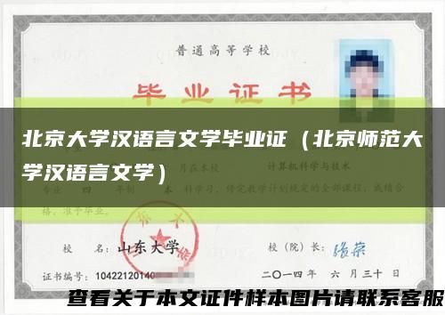 北京大学汉语言文学毕业证（北京师范大学汉语言文学）缩略图