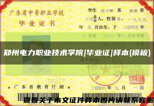 郑州电力职业技术学院|毕业证|样本(模板)缩略图