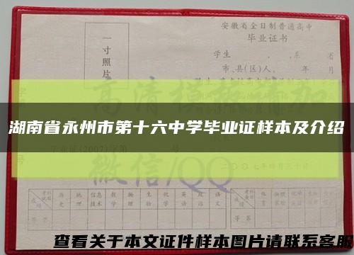 湖南省永州市第十六中学毕业证样本及介绍缩略图