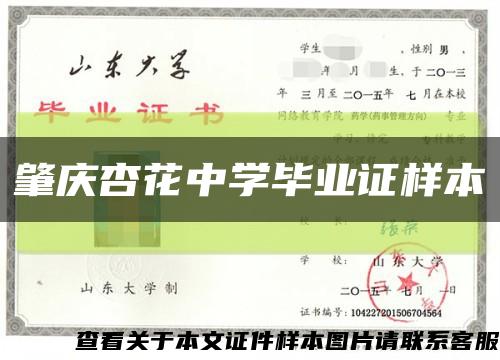 肇庆杏花中学毕业证样本缩略图