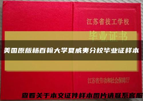 美国原版杨百翰大学夏威夷分校毕业证样本缩略图