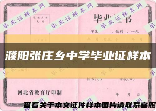 濮阳张庄乡中学毕业证样本缩略图
