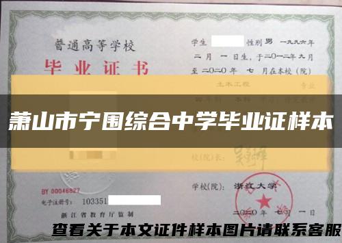 萧山市宁围综合中学毕业证样本缩略图