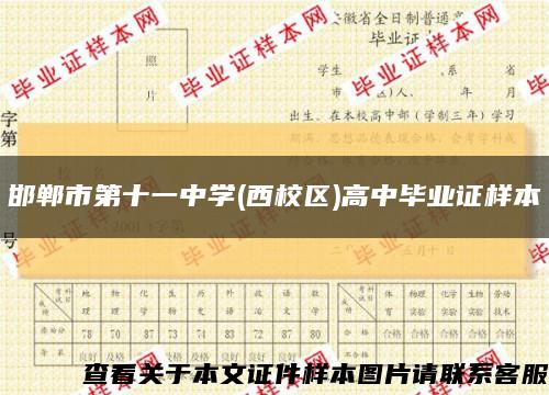 邯郸市第十一中学(西校区)高中毕业证样本缩略图