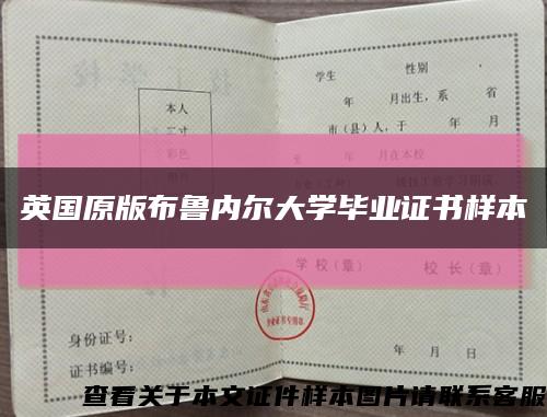 英国原版布鲁内尔大学毕业证书样本缩略图
