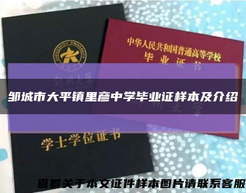 邹城市大平镇里彦中学毕业证样本及介绍缩略图
