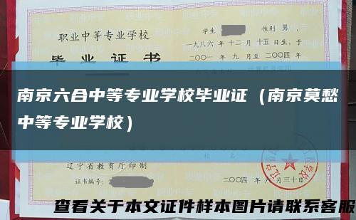 南京六合中等专业学校毕业证（南京莫愁中等专业学校）缩略图