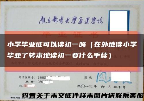 小学毕业证可以读初一吗（在外地读小学毕业了转本地读初一要什么手续）缩略图