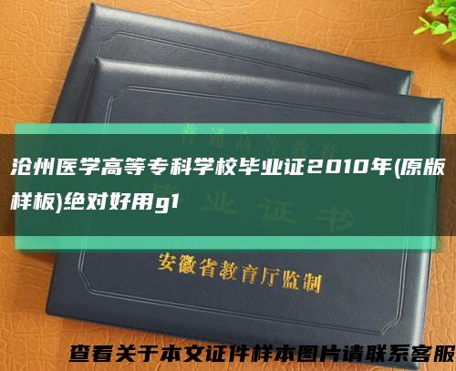 沧州医学高等专科学校毕业证2010年(原版样板)绝对好用g1缩略图