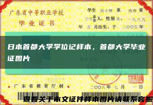 日本首都大学学位记样本，首都大学毕业证图片缩略图
