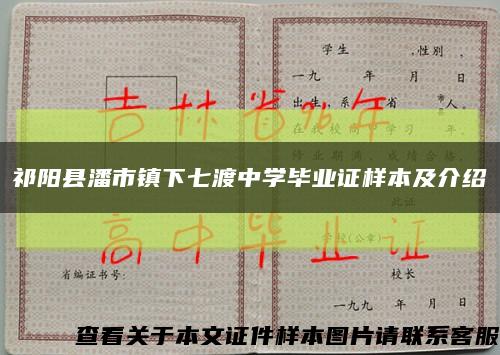 祁阳县潘市镇下七渡中学毕业证样本及介绍缩略图