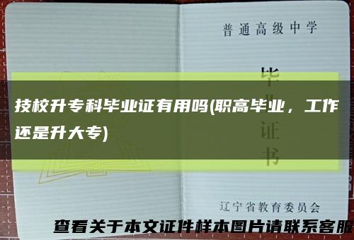 技校升专科毕业证有用吗(职高毕业，工作还是升大专)缩略图