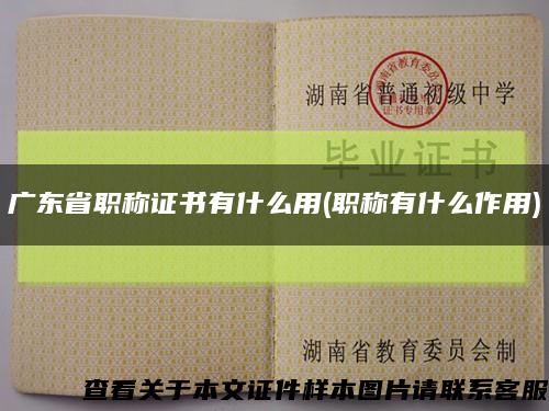 广东省职称证书有什么用(职称有什么作用)缩略图