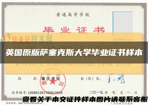 英国原版萨塞克斯大学毕业证书样本缩略图
