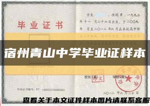 宿州青山中学毕业证样本缩略图