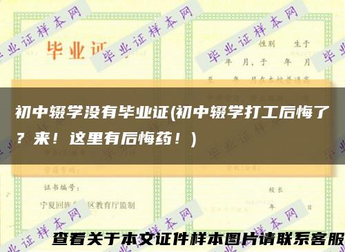 初中辍学没有毕业证(初中辍学打工后悔了？来！这里有后悔药！)缩略图