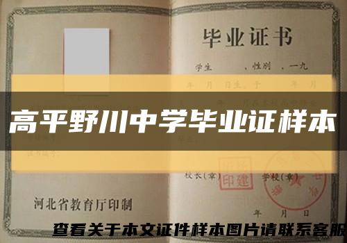 高平野川中学毕业证样本缩略图
