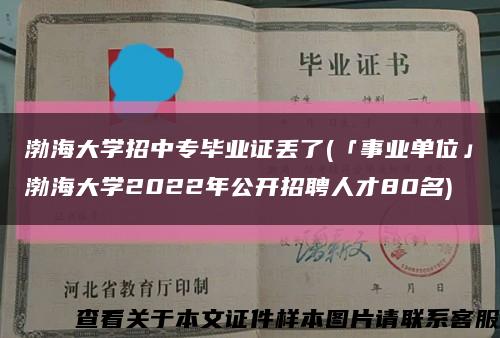 渤海大学招中专毕业证丢了(「事业单位」渤海大学2022年公开招聘人才80名)缩略图
