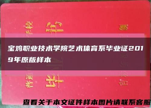 宝鸡职业技术学院艺术体育系毕业证2019年原版样本缩略图