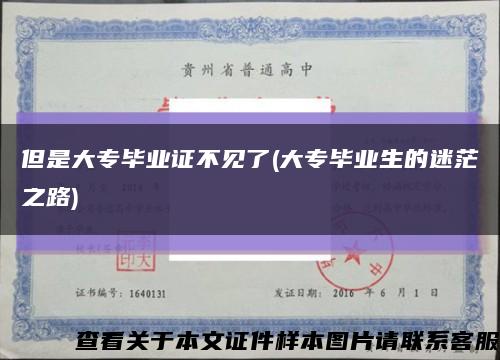 但是大专毕业证不见了(大专毕业生的迷茫之路)缩略图