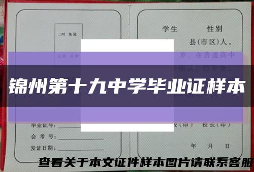 锦州第十九中学毕业证样本缩略图