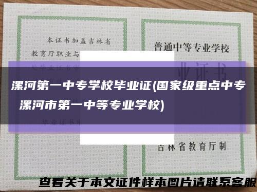 漯河第一中专学校毕业证(国家级重点中专 漯河市第一中等专业学校)缩略图
