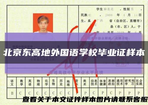 北京东高地外国语学校毕业证样本缩略图