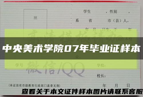 中央美术学院07年毕业证样本缩略图
