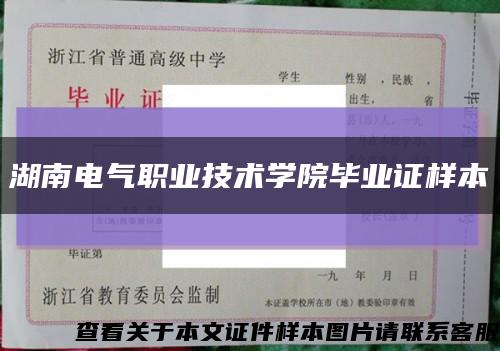 湖南电气职业技术学院毕业证样本缩略图