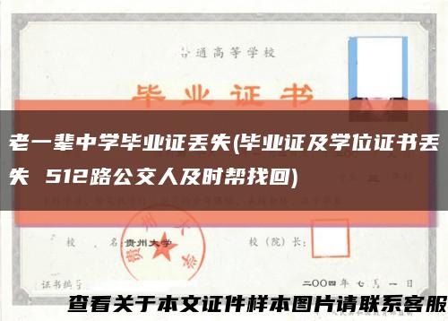 老一辈中学毕业证丢失(毕业证及学位证书丢失 512路公交人及时帮找回)缩略图