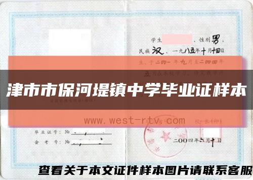 津市市保河堤镇中学毕业证样本缩略图