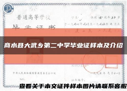 商水县大武乡第二中学毕业证样本及介绍缩略图